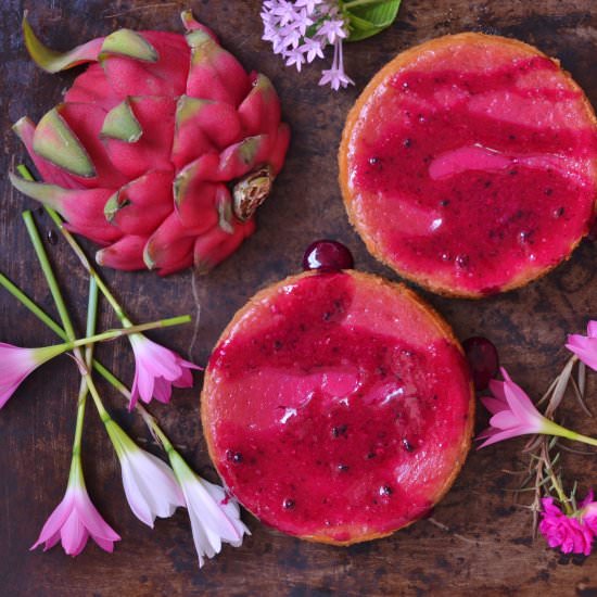 Vegan Dragonfruit Mini Cheesecakes