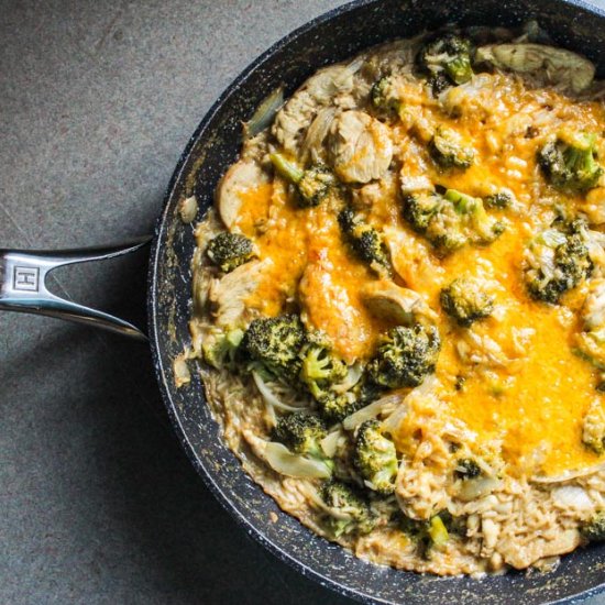 Cheesy Broccoli, Chicken and Rice