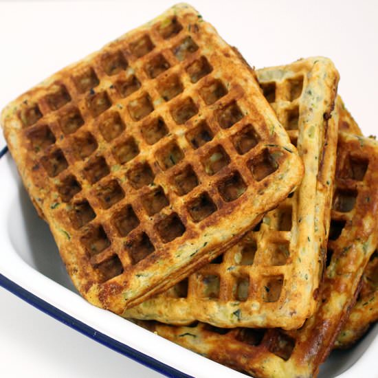 Courgette Waffles & Cajun Salmon