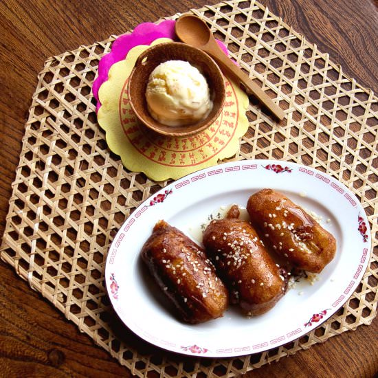 Chinese-style banana fritters