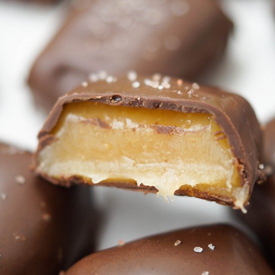 Apple Cider Caramels with Chocolate