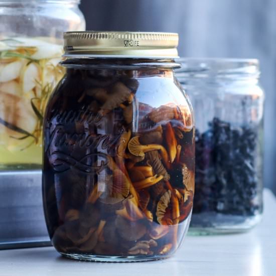 Soy pickled wild mushrooms