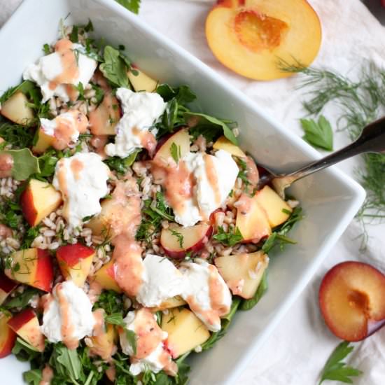 Peach Burrata Salad with Herbs