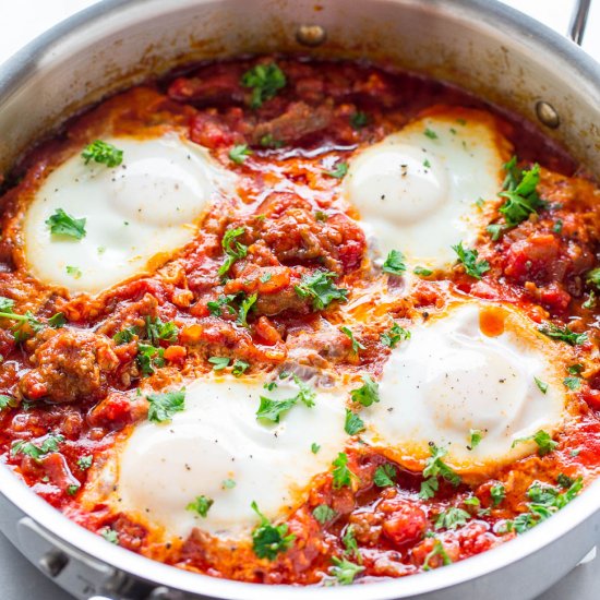 Eggs In Hell with Italian Sausage