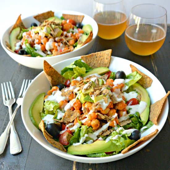 Buffalo Ranch Chickpea Taco Salad