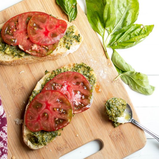 Heirloom Tomato Tartines + Pesto