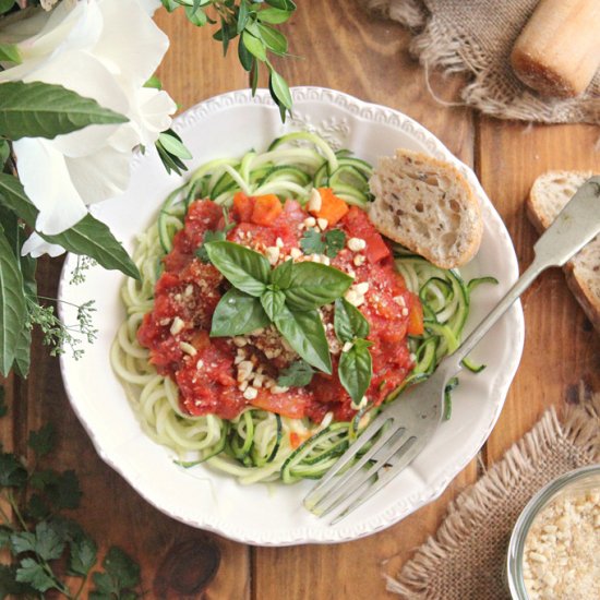 spicy bolognese with zoodles