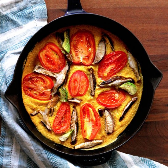 Tomato Mushroom Avocado Quiche