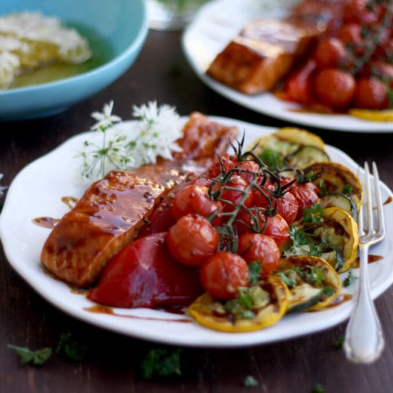 Honey Glazed Salmon with Veggies