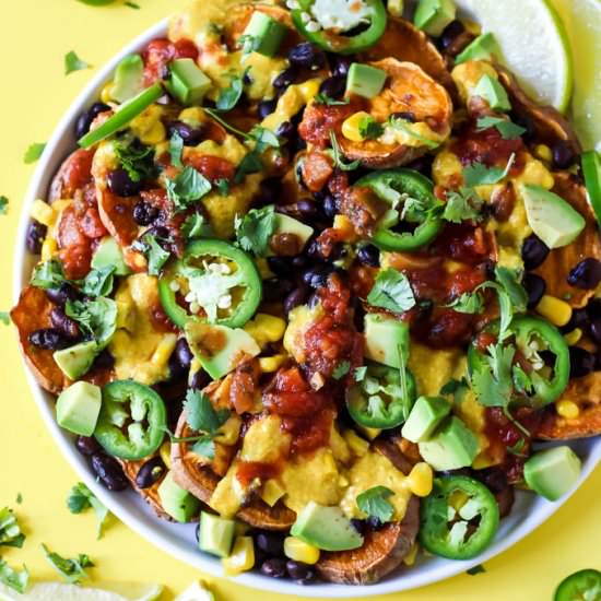 Loaded Vegan Sweet Potato Nachos