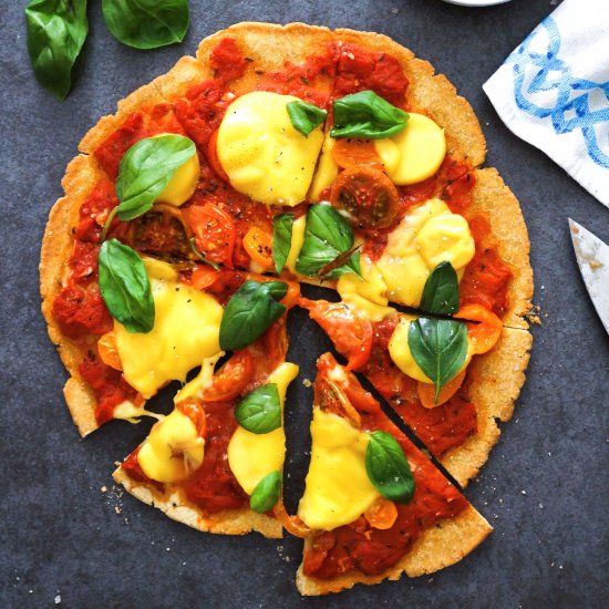 Chickpea base pizza