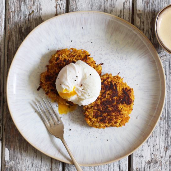 Sweet Potato Cakes with Poached Egg