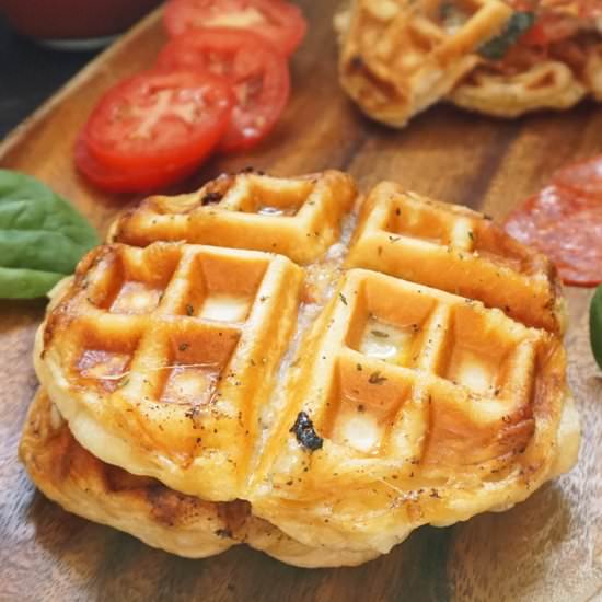 Pepperoni pizza waffles