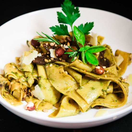 Chanterelle and Hazelnut Pappardelle