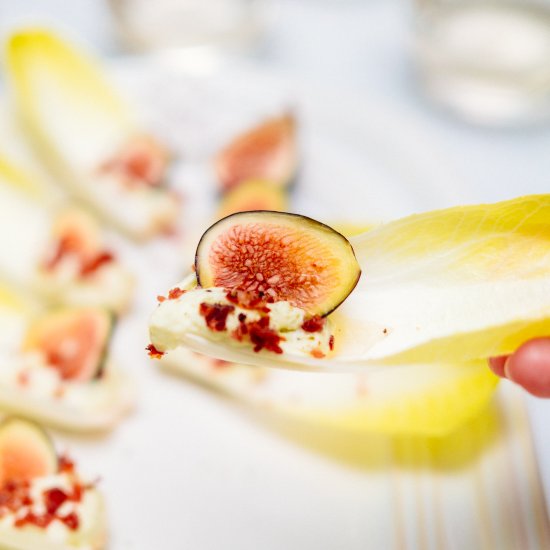 Endive “Chips” With Figs, Blue Cheese