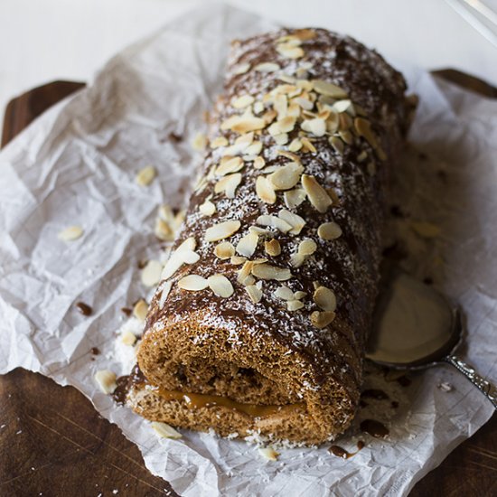 Mocha, Caramel +Coconut Swiss Roll