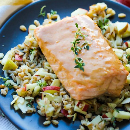 Honey Dijon Salmon with Apple Farro