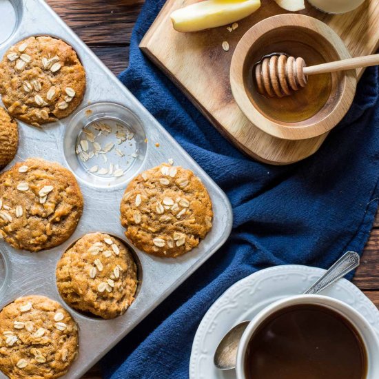 Honey Apple Oatmeal Muffins