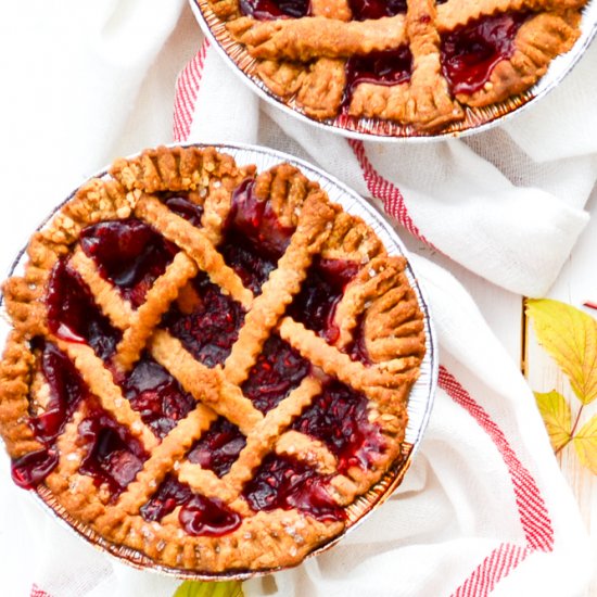 apple raspberry lattice mini pies