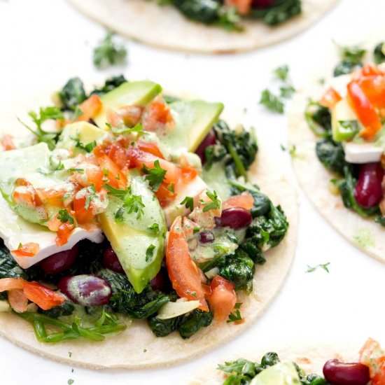 Kidney Beans & Garlic Spinach Tacos