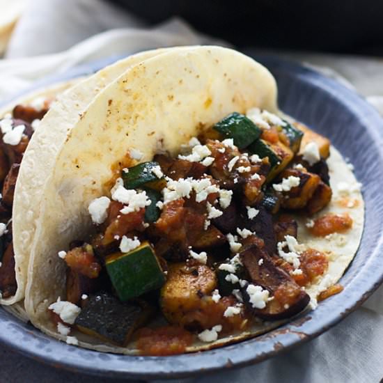 Zucchini and Mushroom Tacos