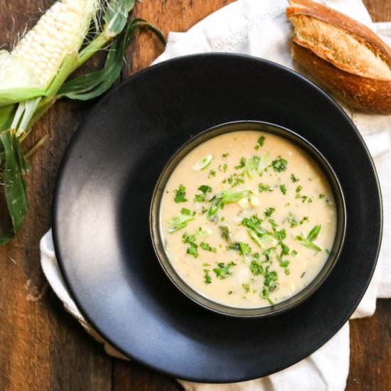 Healthy Poblano Corn Chowder