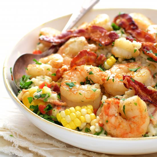 Shrimp and Corn Risotto with Bacon