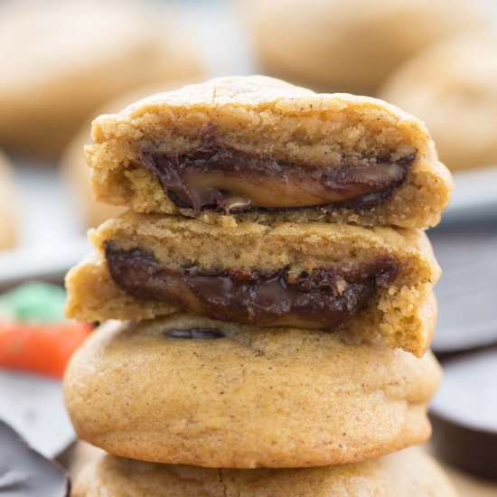 Caramel Stuffed Pumpkin Cookies