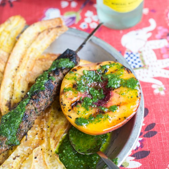 Kefta, Grilled Peaches, Chimichurri