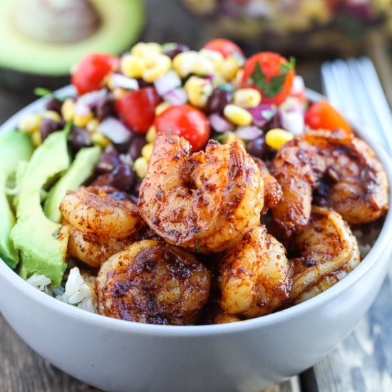 Spicy Shrimp Burrito Bowls