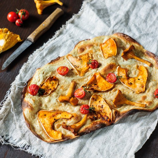 Flammkuchen with Chanterelles