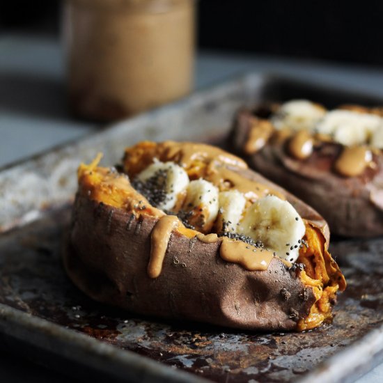 Breakfast Baked Sweet Potatoes