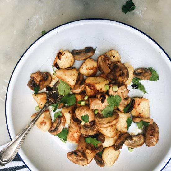 PANFRIED GNOCCHI W/ MISO MUSHROOMS