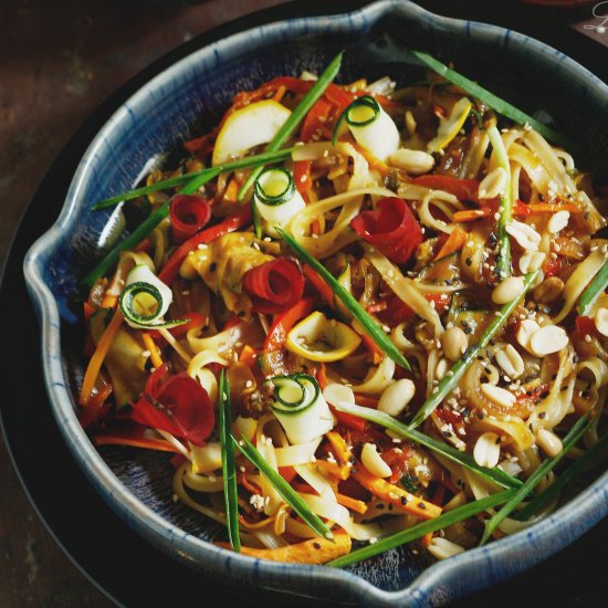 15 min Pad Thai with zucchini