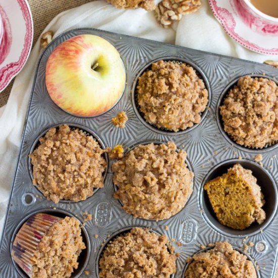 Pumpkin Apple Streusel Muffins