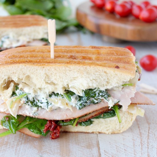 Spinach Artichoke Turkey Panini