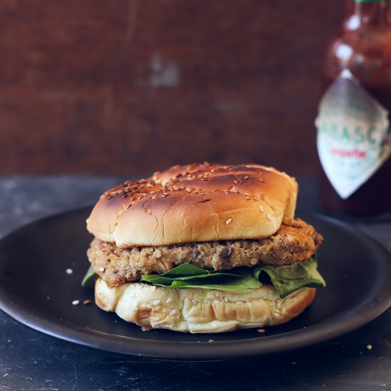 Roasted Red Pepper Eggplant Burger