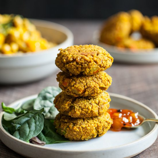 Curried Lentil Vegetable Cakes