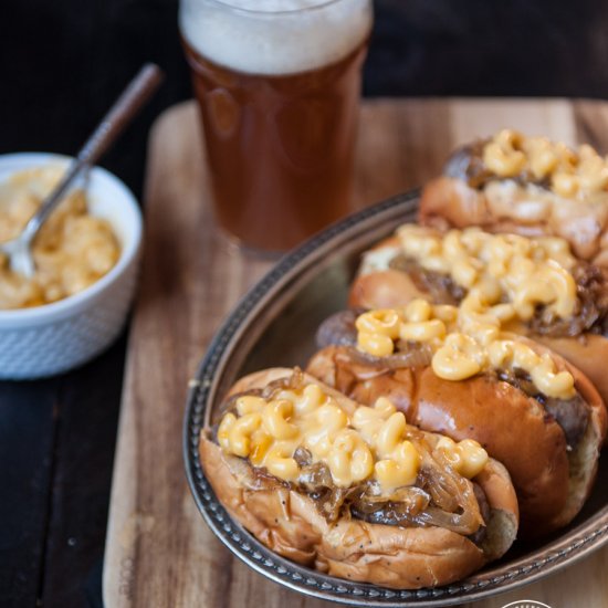 Mac and Beer Cheese Brats