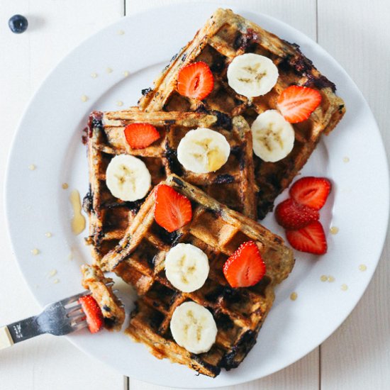 Paleo-ish Blueberry Oatmeal Waffles