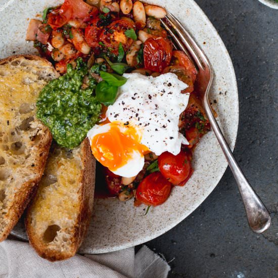 Baked Beans with Basil Pesto