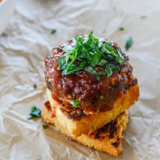 bbq meatloaf & cornbread stacks