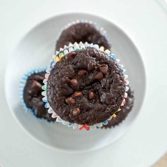 Fudgy Banana Muffins