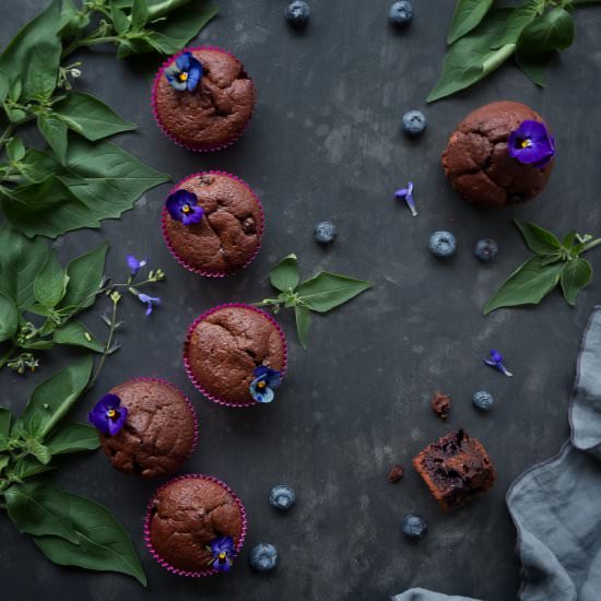 Chocolate & Blueberry Spelt Muffins