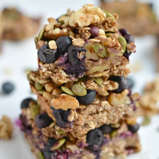 Blueberry Protein Walnut Breakfast Bars