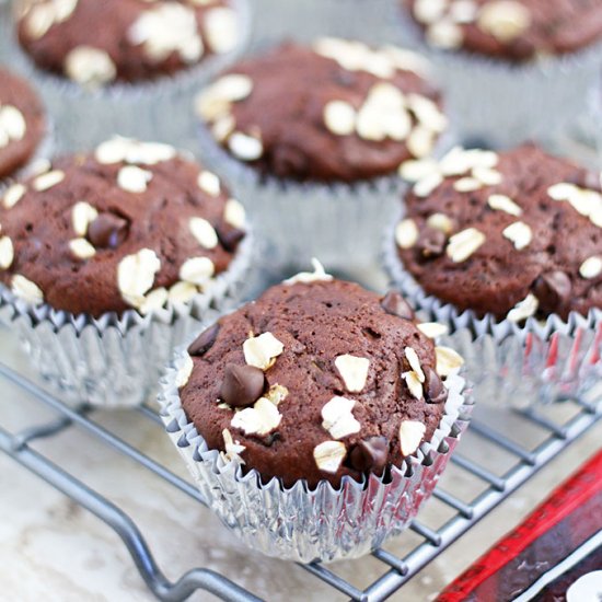 Honey Chocolate Zucchini Muffins