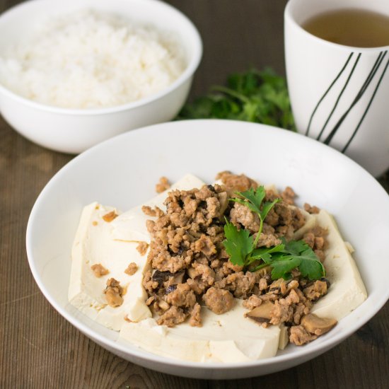 Steamed Tofu with Pork and Mushroom