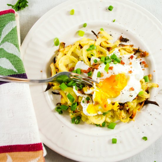 Poached Eggs on Sweet Potato Nests