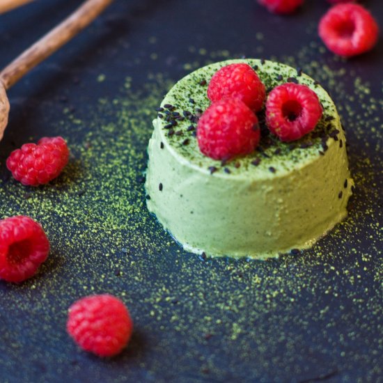 Matcha Panna Cotta w/ Black Sesame