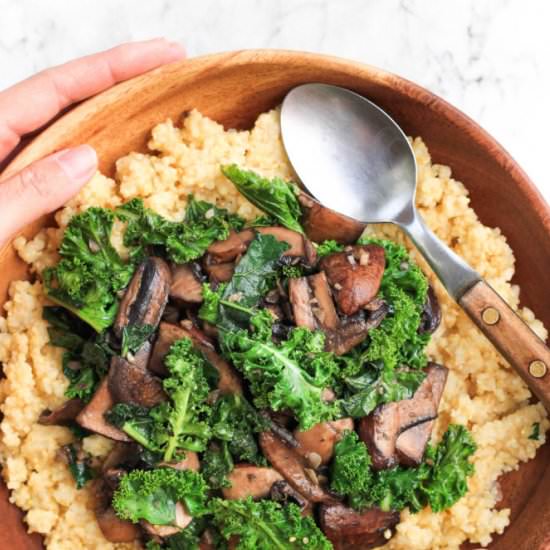 Warm Millet with Mushrooms and Kale